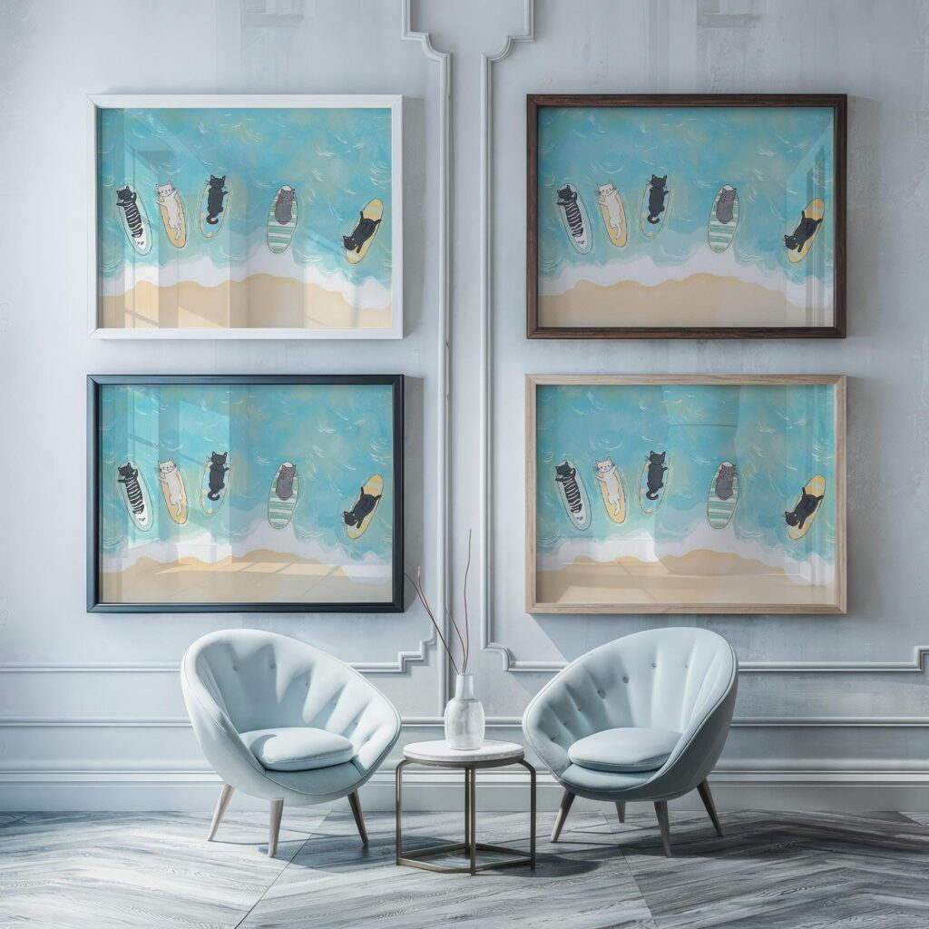 Surfing Cats Beach Print