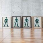 Teal Cowboy Cowgirl Line Art Prints Set of 2