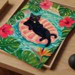 Tropical Black Cat Pool Float Print
