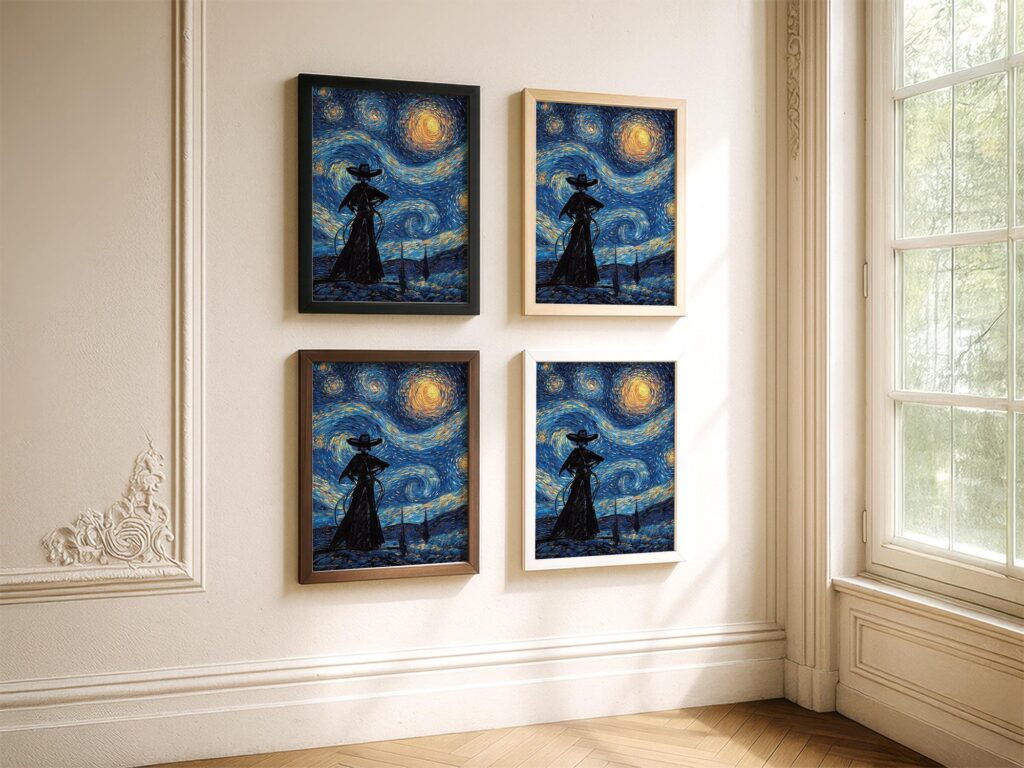Van Gogh Starry Night Cowgirl Print