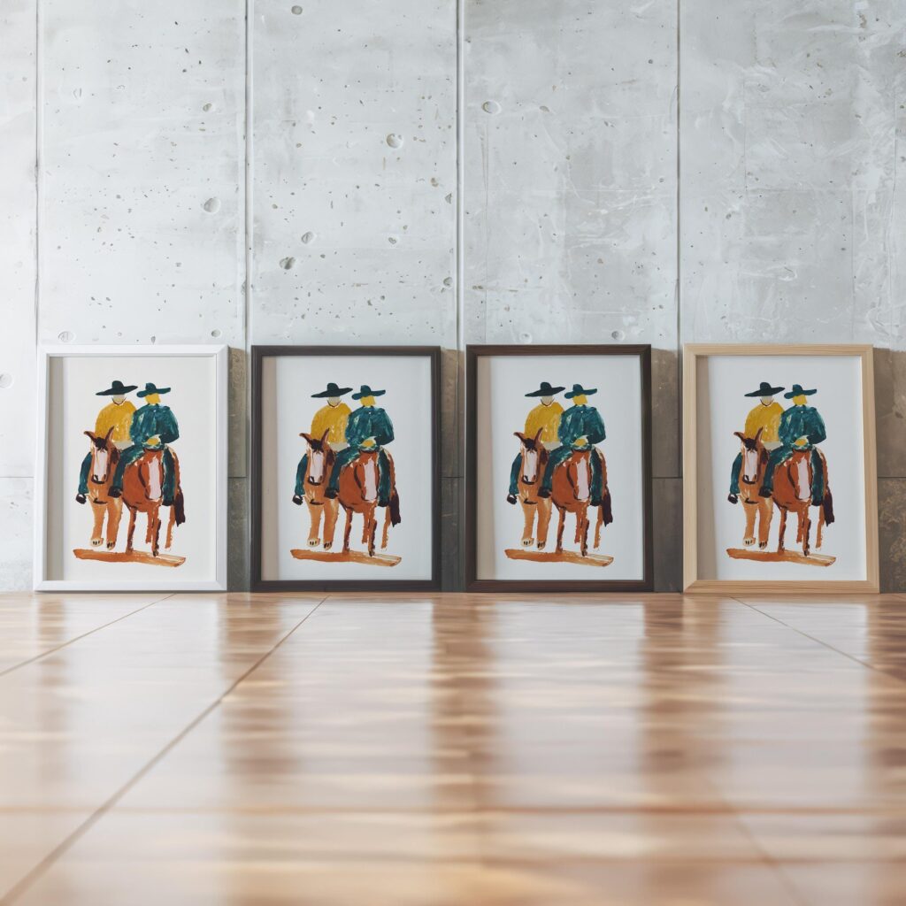 Western Cowgirl And Cowboy Art Set