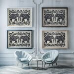 William Morris Black and White Elephant Wall Art