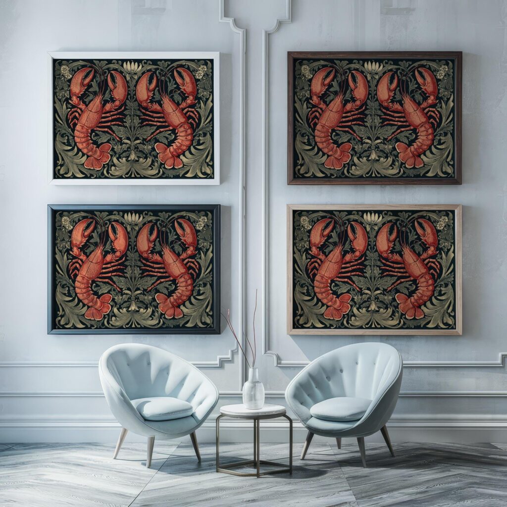 William Morris Botanical Lobster Print