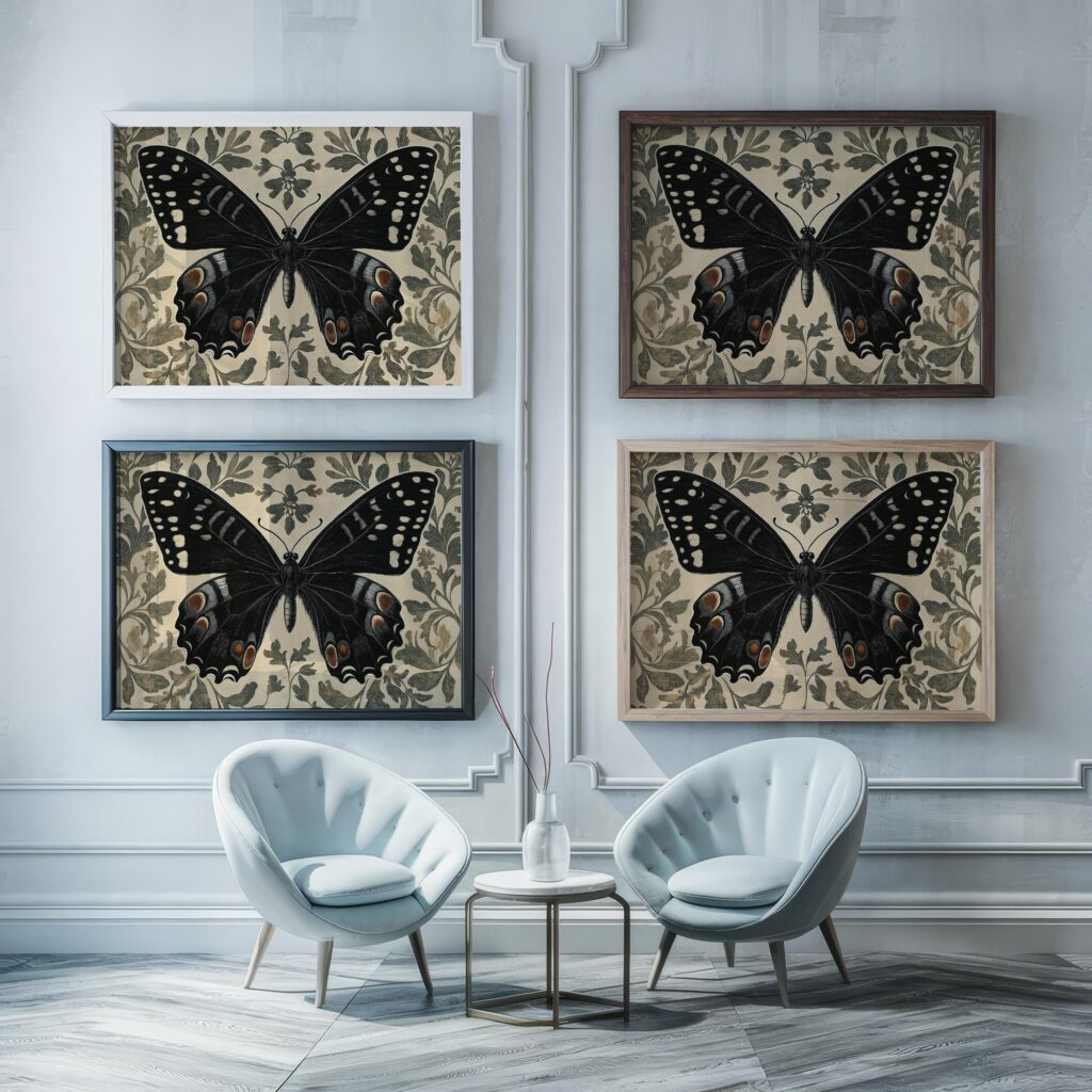 William Morris Butterfly Vintage Botanical Art Print