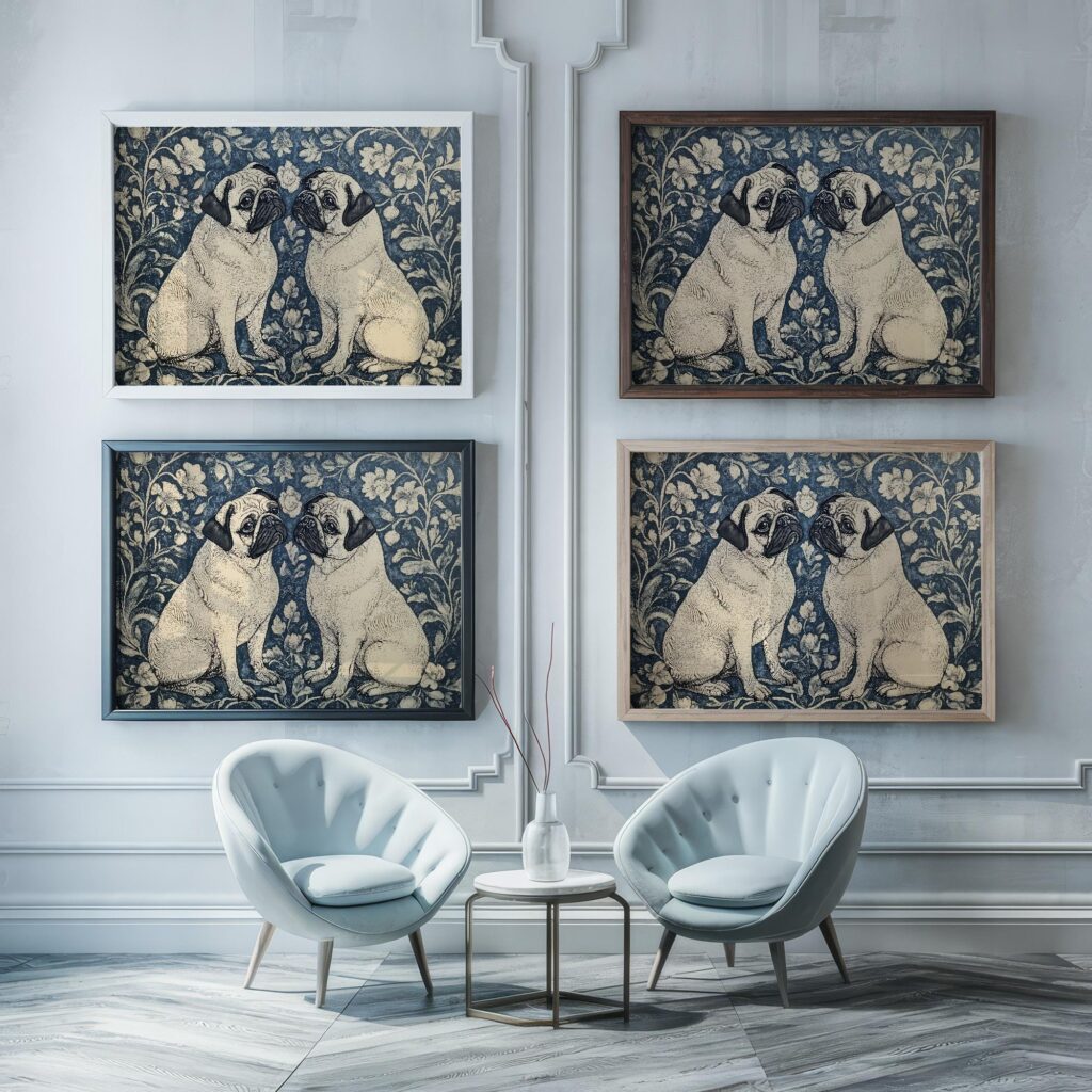William Morris Pug Wall Art