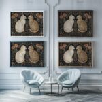 William Morris Style Cat Art Print