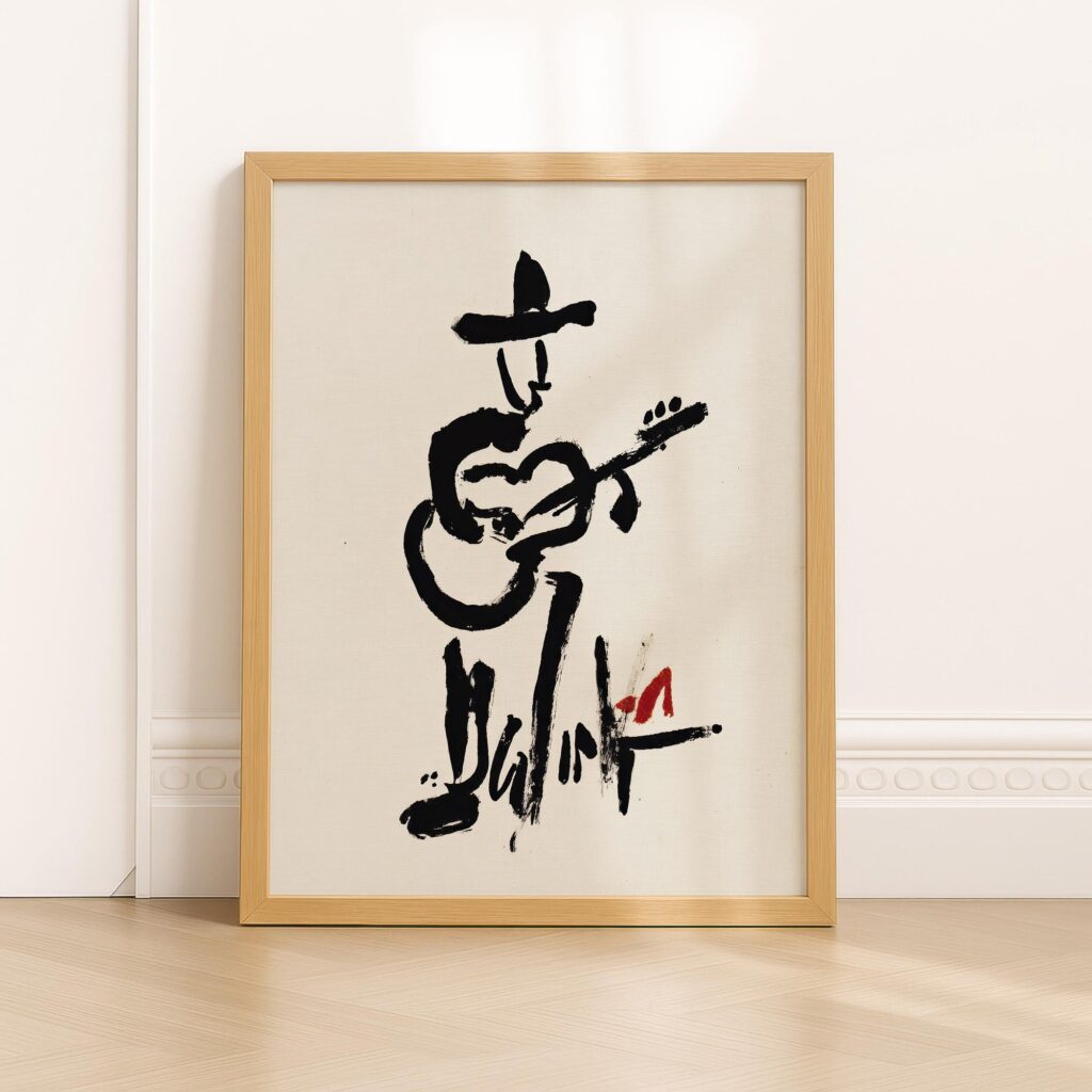 Abstract Cowboy Guitarist Ink Print