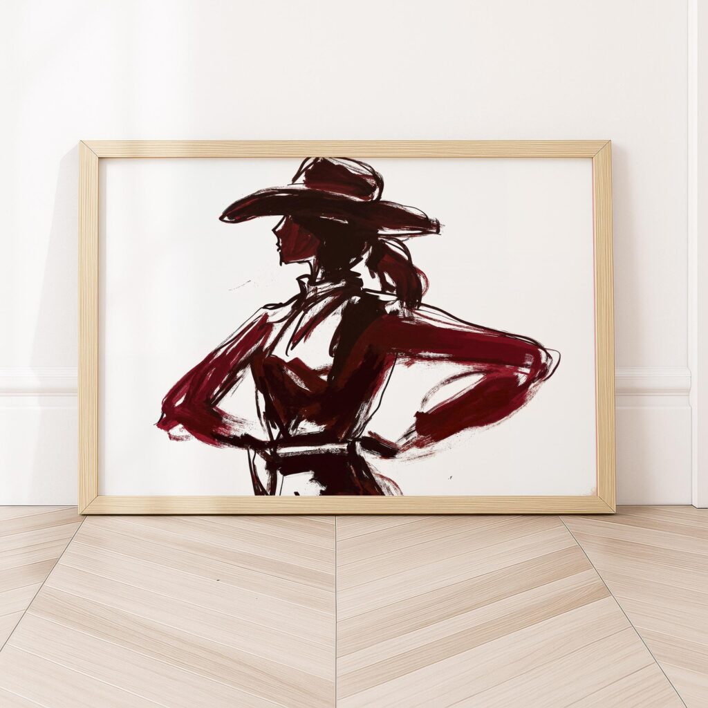 Abstract Cowgirl Silhouette Art Print