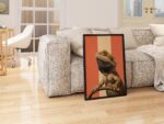 Bearded Dragon Portrait on Red Stripes Print