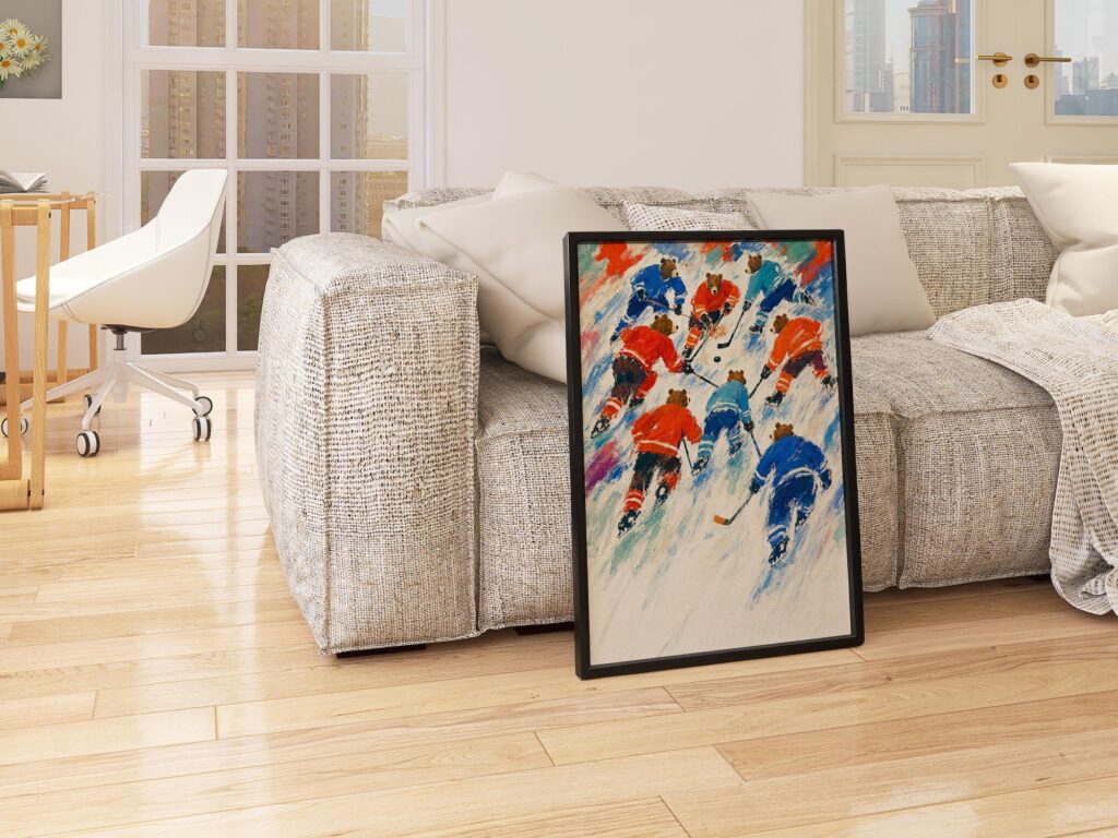 Bears Playing Ice Hockey Print