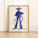 Blue Cowgirl Sketch Print