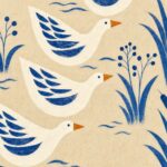 Blue Folk Goose Print