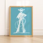 Blue White Cowgirl Poster
