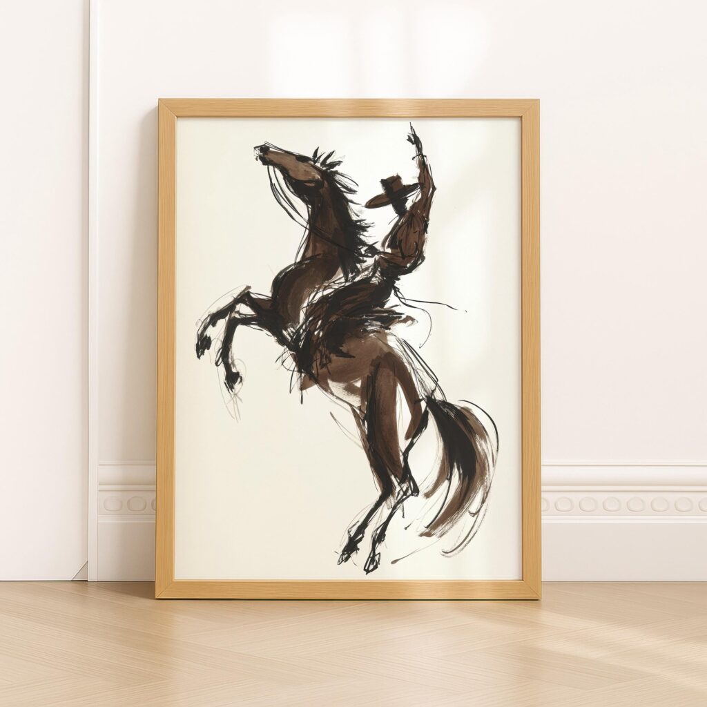 Bucking Bronco Western Horse Poster