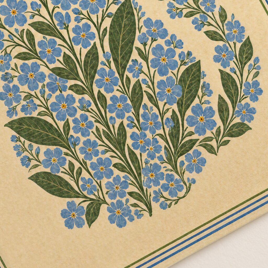 Cat Made of Blue Forget Me Not Flowers Print