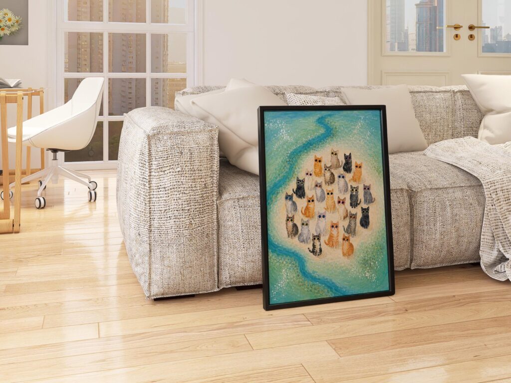 Cats in Sunglasses at the Beach Print