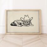 Cowboy Cat Line Art Print