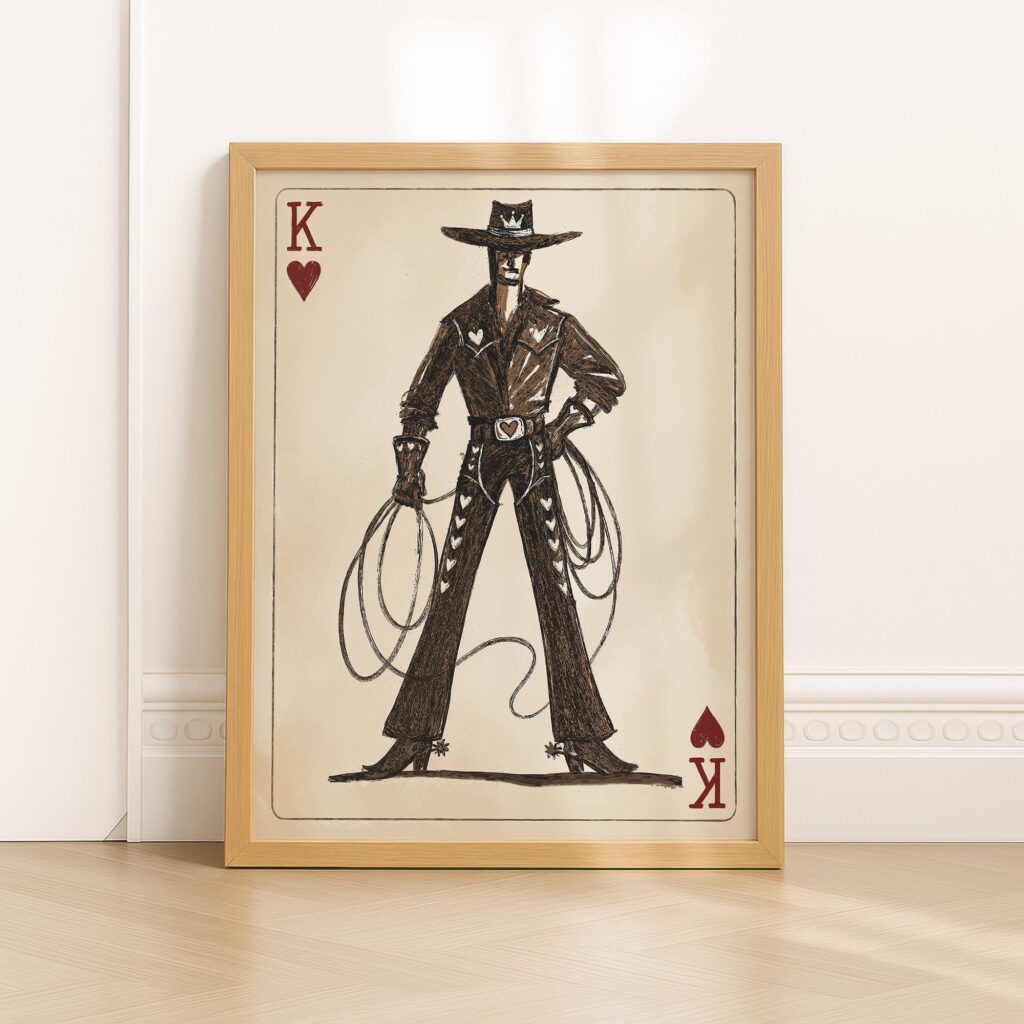 Cowboy King of Hearts Vintage Western Print