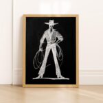 Cowboy Lasso Chalk Sketch Print