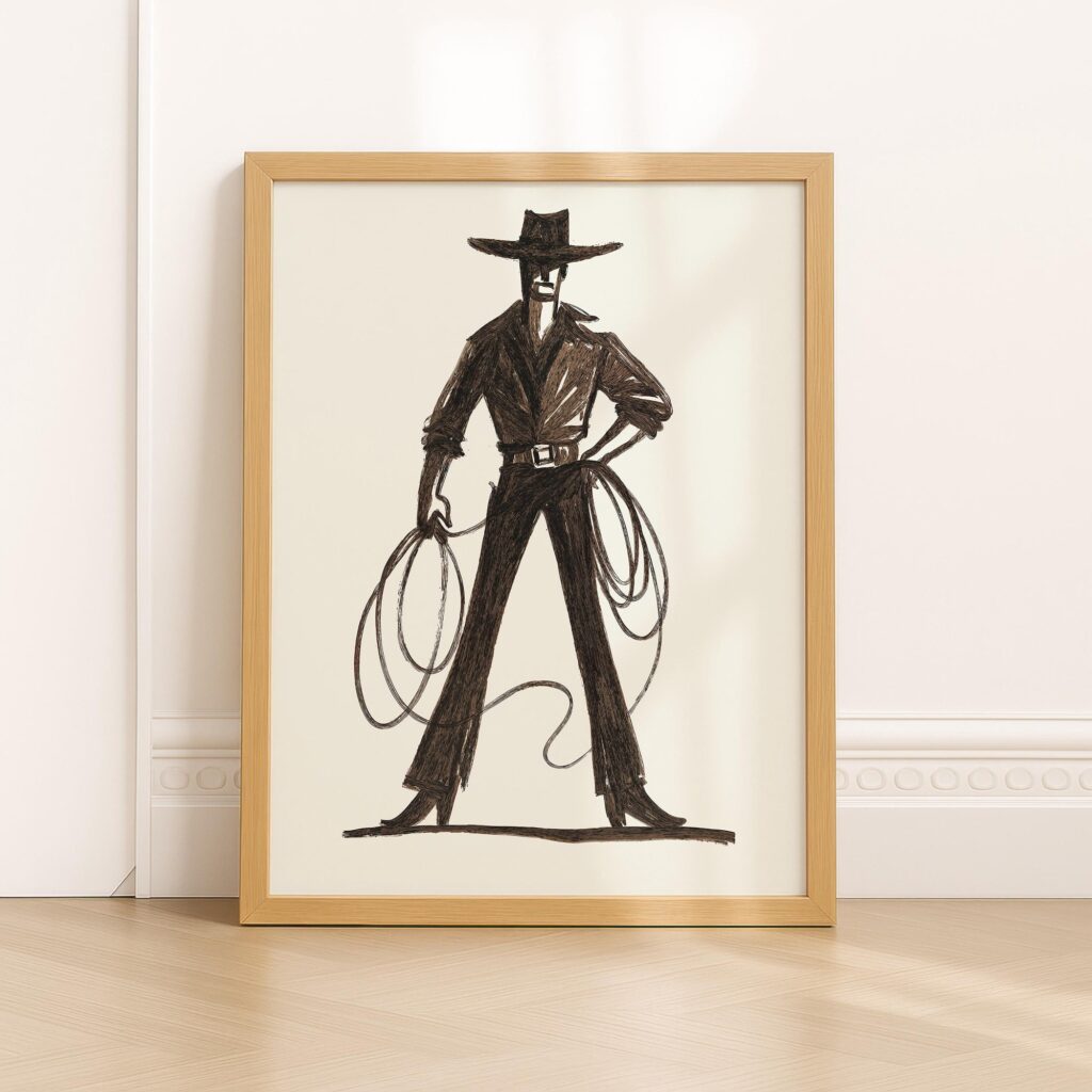 Cowboy with Lasso Western Print