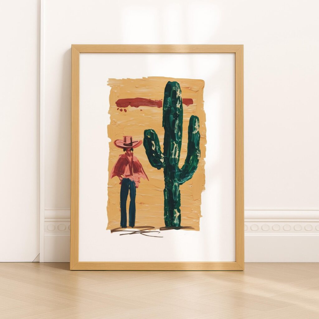 Cowgirl and Cactus Western Print
