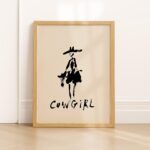 Cowgirl Black Ink Line Art Print