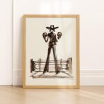Cowgirl Boxing Art Western Wall Sketch Print