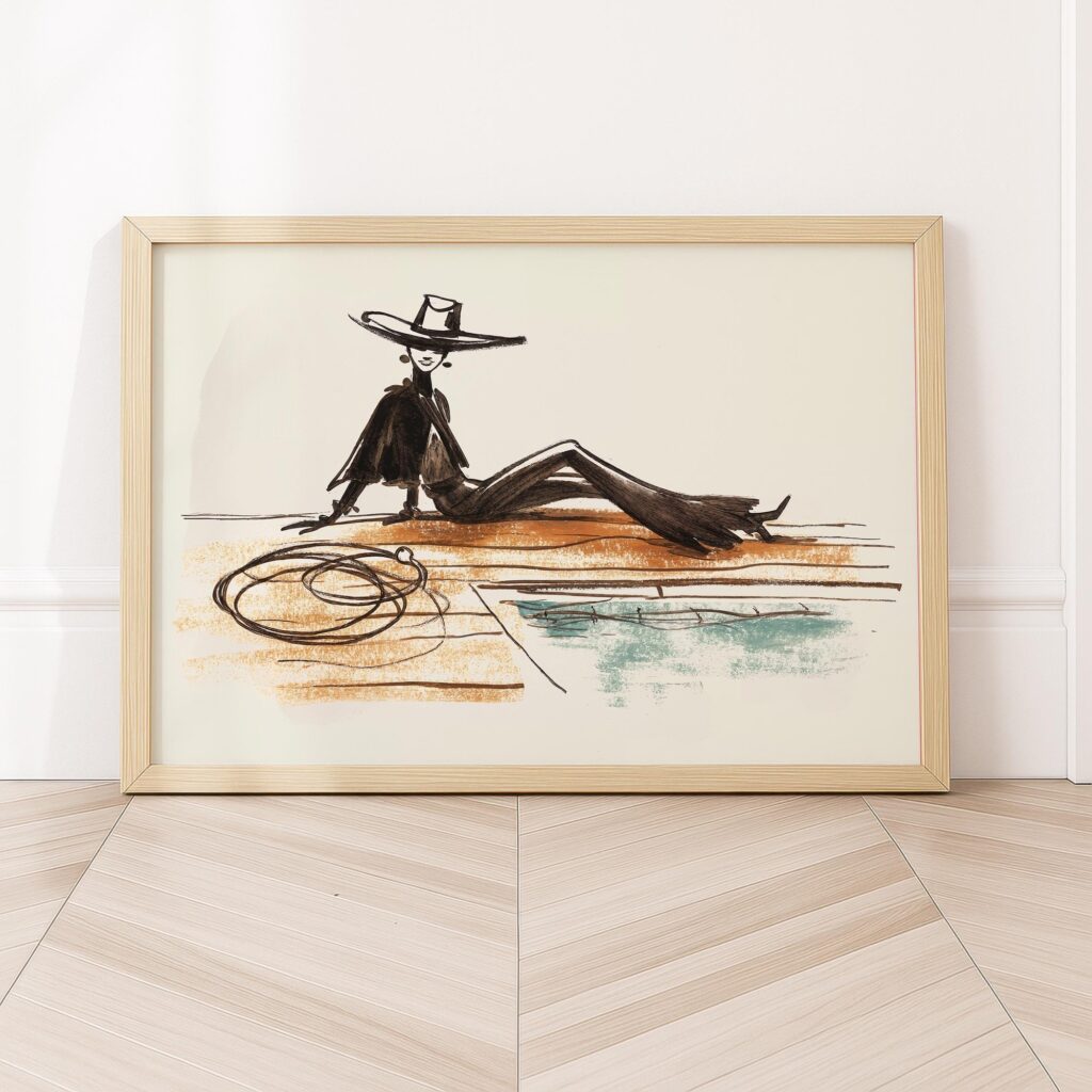 Cowgirl By The Pool Art Print