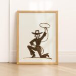 Cowgirl Lasso Silhouette Modern Western Art Print Woman Poster