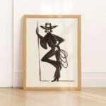 Cowgirl Lasso Silhouette Modern Western Art Print