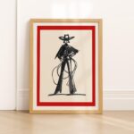 Cowgirl Line Art Print Minimalist Western Ranch Decor