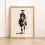 Cowgirl Line Art Print Minimalist Western