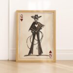 Cowgirl Queen of Hearts Playing Card Art