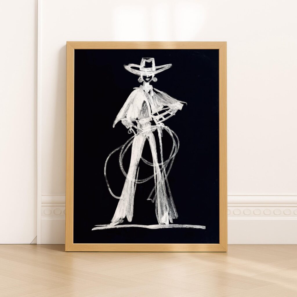 Cowgirl Sketch Print