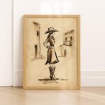 Cowgirl Western Ink Wall Art