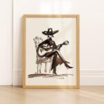 Cowgirl With Guitar Art Print