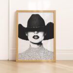 Cowgirl with Hat Fashion Half Tone Print