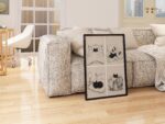 Cozy Black Cat in Four Panels Print