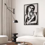 Cubist Woman and Cat Print