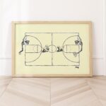Dogs Playing Basketball Ink Sketch Print