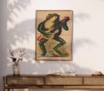 Frog Playing Guitar Vintage Illustration Print