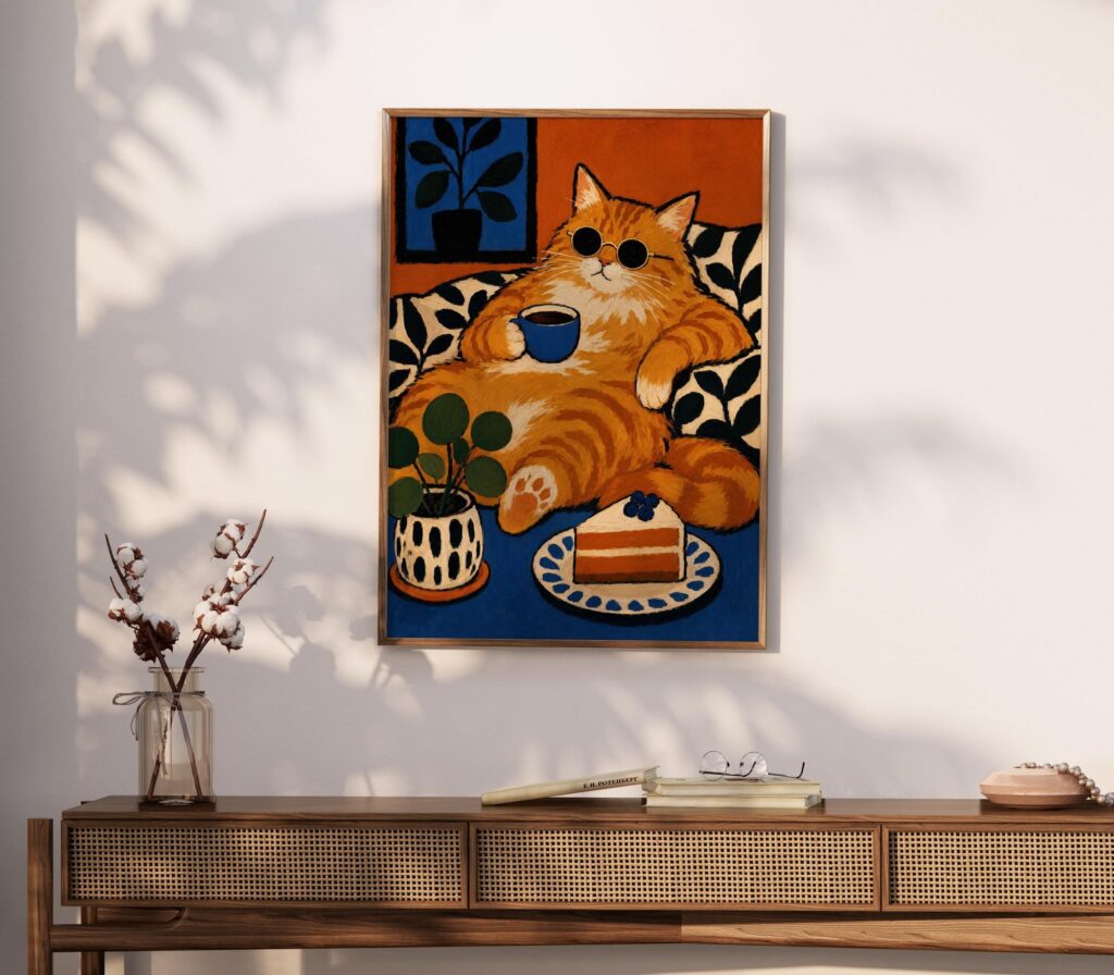 Ginger Cat Coffee Print