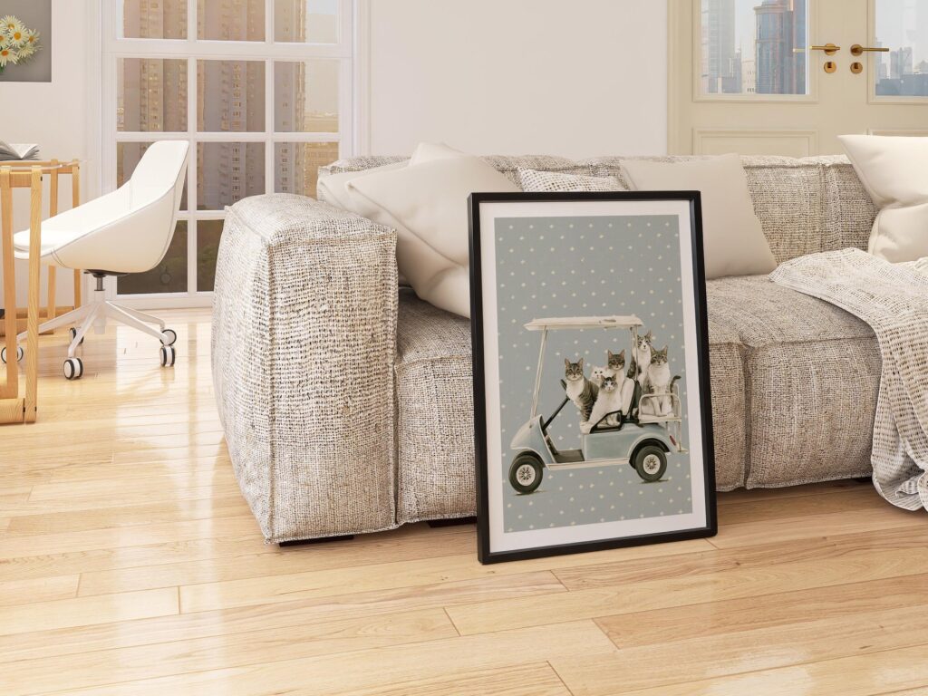 Golf Cart Cats Print