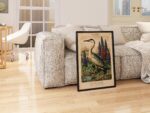 Grey Heron Botanical Print