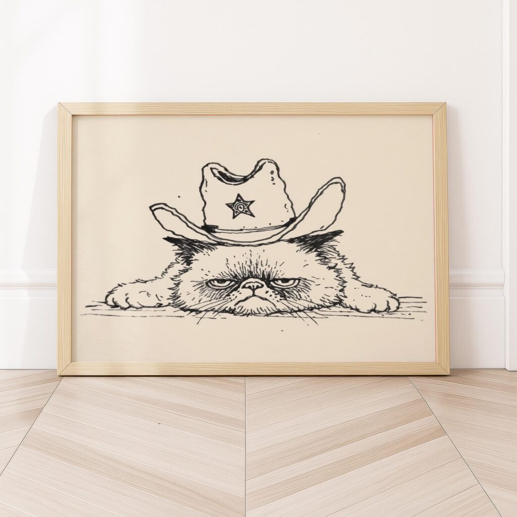 Grumpy Cowboy Cat Sheriff Print