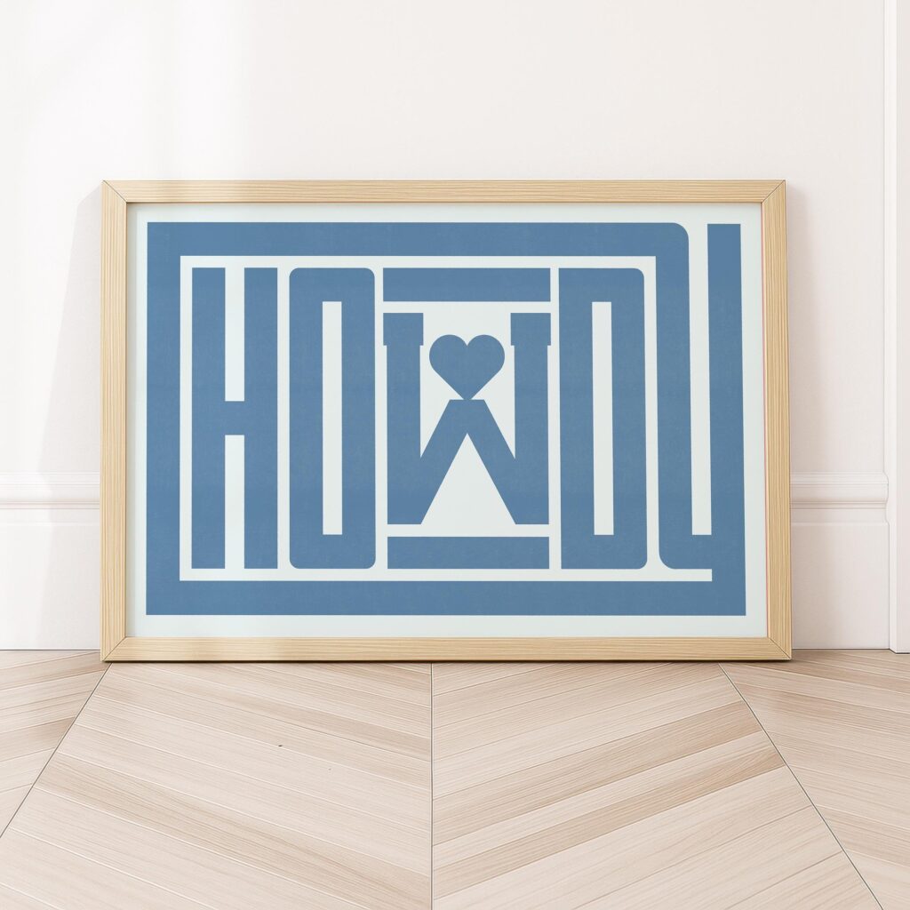 Howdy Blue Heart Print