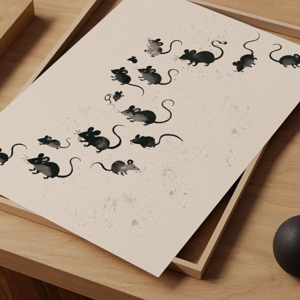 Ink Wash Mice Print