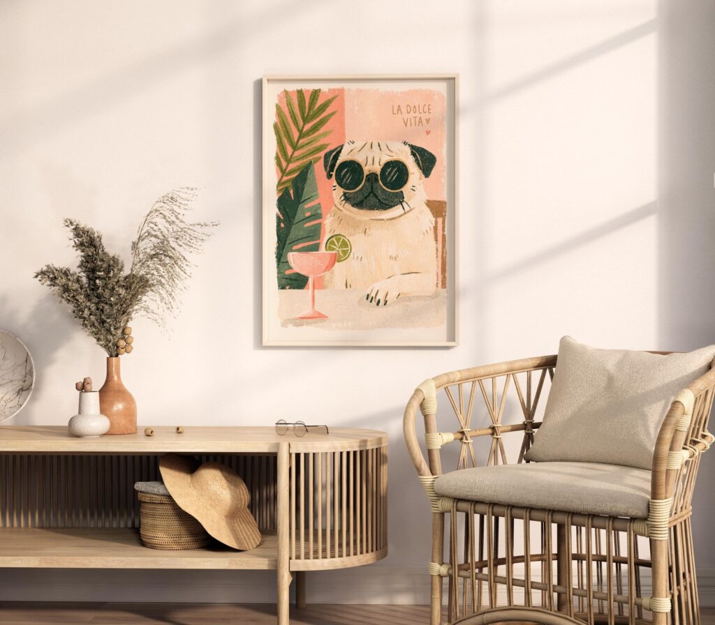 La Dolce Vita Pug Print