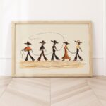 Line Dancing Cowgirls Art Print