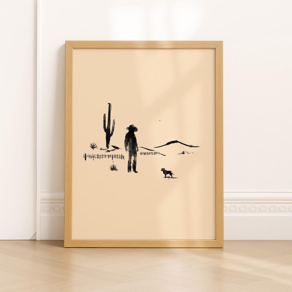 Minimal Western Desert Cowboy Print